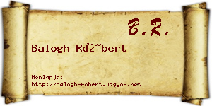 Balogh Róbert névjegykártya